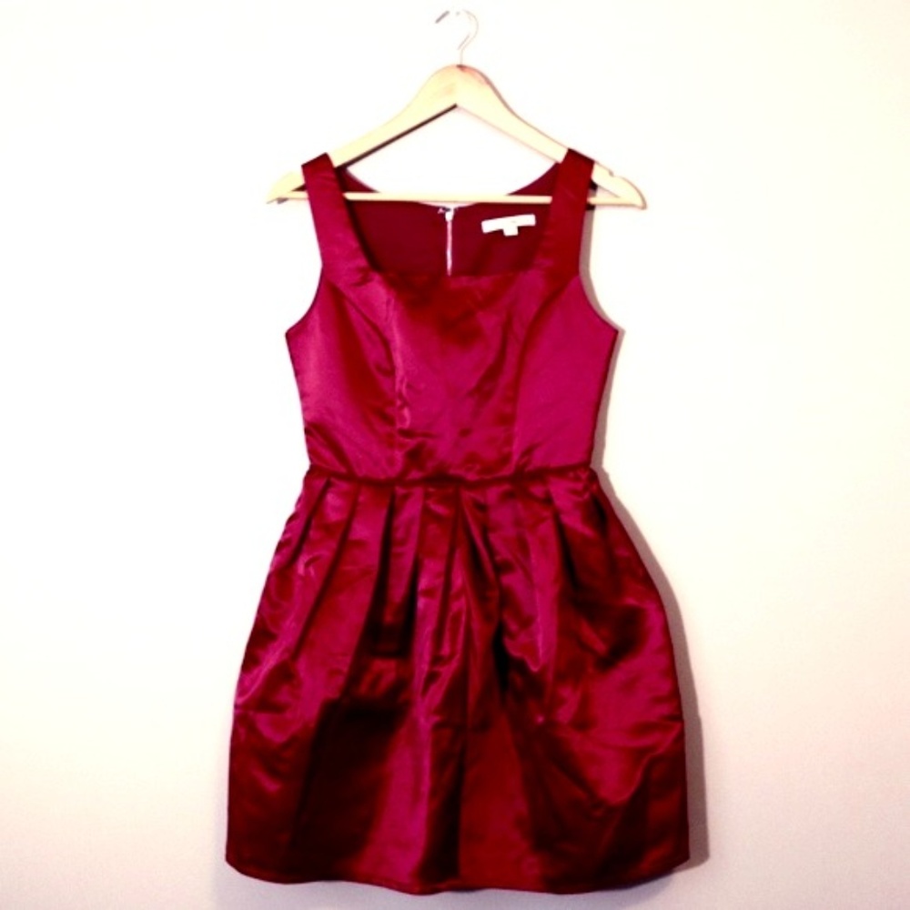 Fit & Flare Pleated Red Cocktail Dress